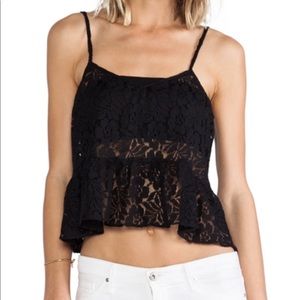 BCBG Generation cropped lace Cami black tank top M